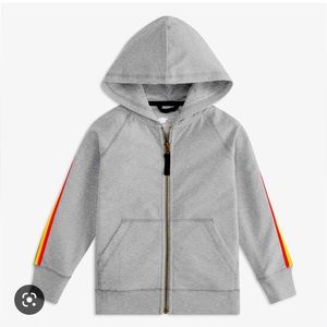 Primary unisex size 2-3 yrs zip hoodie with rainbow trim in Heather grey